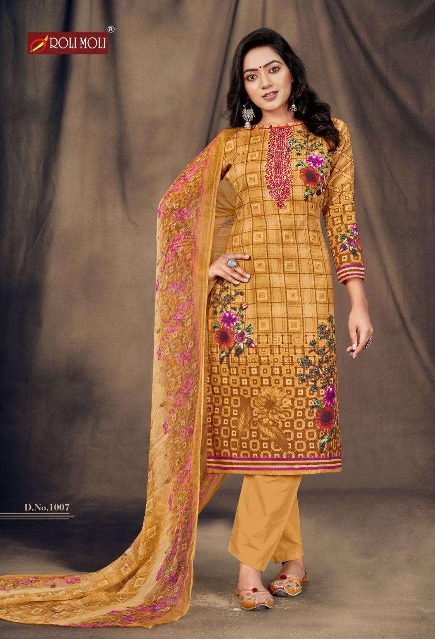 ROLI MOLI CREATION SUMMER COLLECTIONCATALOG MALLIKA UNSTICH CASUAL WEAR DRESS MATERIAL SUPPLIER IN SURAT WHOLESALE RATE 