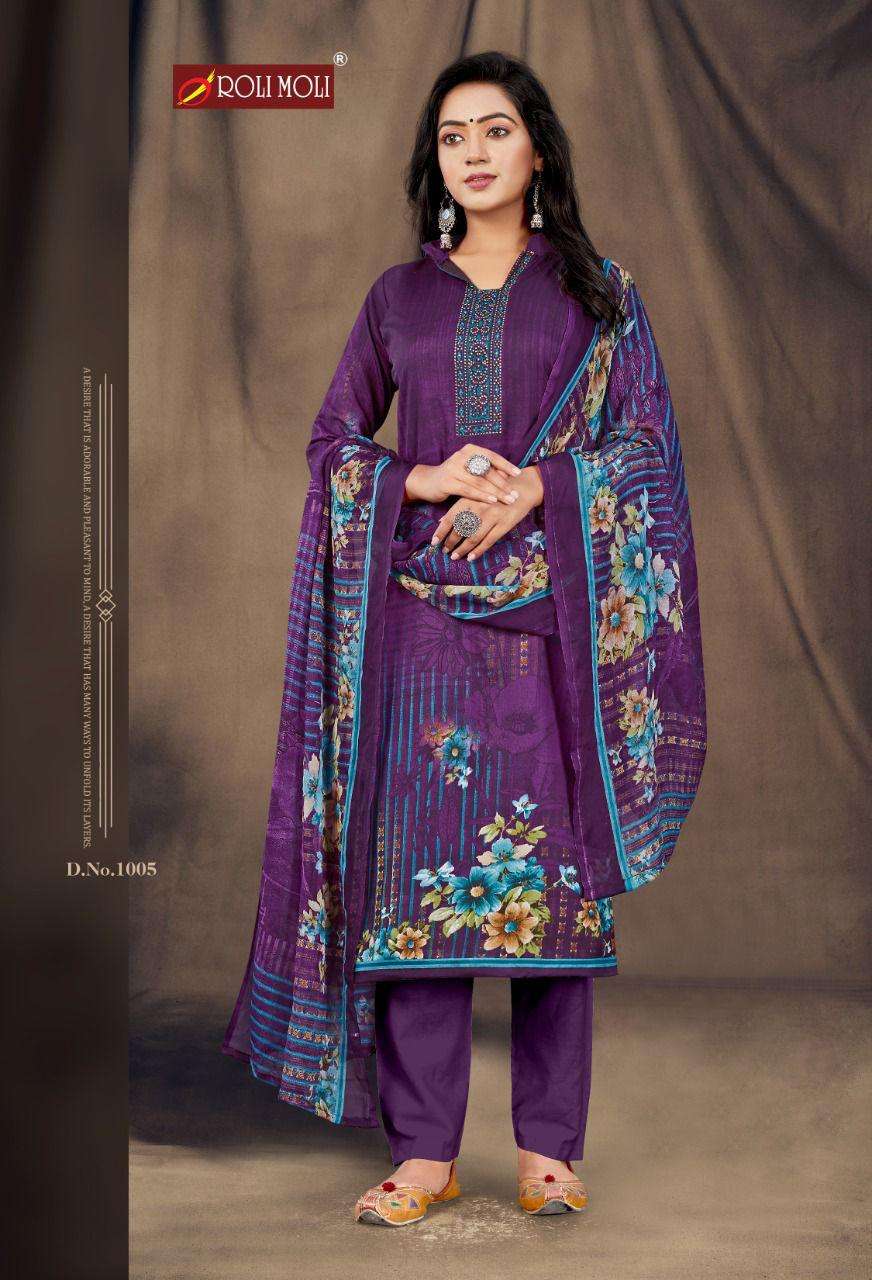 ROLI MOLI CREATION SUMMER COLLECTIONCATALOG MALLIKA UNSTICH CASUAL WEAR DRESS MATERIAL SUPPLIER IN SURAT WHOLESALE RATE 