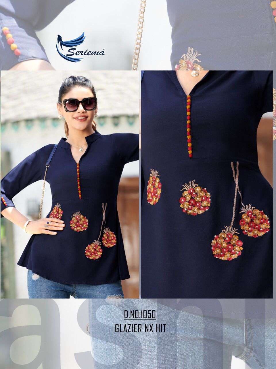 SERIMA NITESH SILK MILLS SHORT TOP WHOLESALE SUPPLIER EXPORTER FROM SURAT GUJARAT INDIA LUCACCI DESIGNER