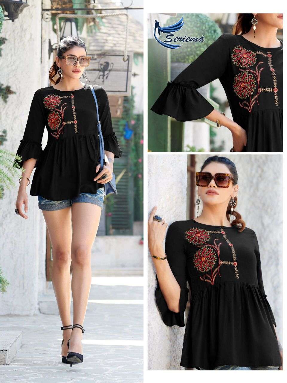 SERIMA NITESH SILK MILLS SHORT TOP WHOLESALE SUPPLIER EXPORTER FROM SURAT GUJARAT INDIA LUCACCI DESIGNER