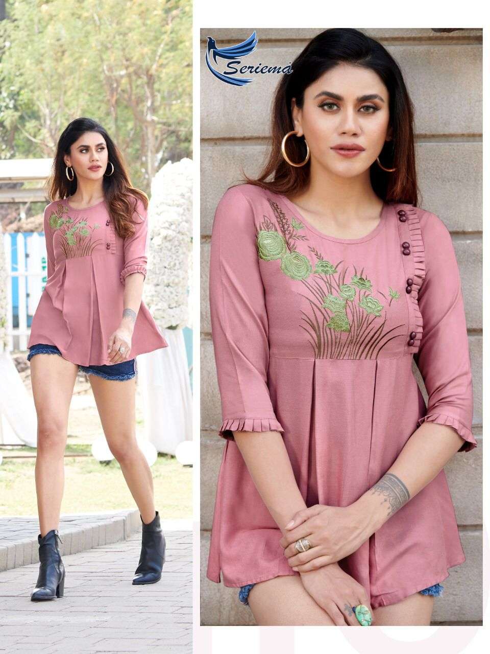 SERIMA NITESH SILK MILLS SHORT TOP WHOLESALE SUPPLIER EXPORTER FROM SURAT GUJARAT INDIA LUCACCI DESIGNER