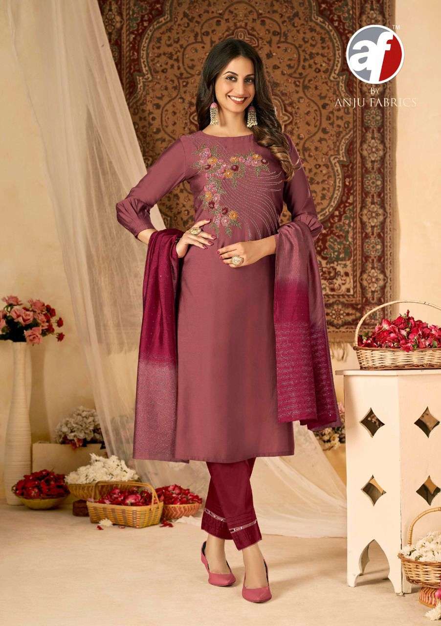 SHARARAT CATALOG BY ANJU FAB KURTI WITH PANT DUPATTA  CATALOG WHOLESALER LUCACCI DESIGNER TEXOFAB SURAT