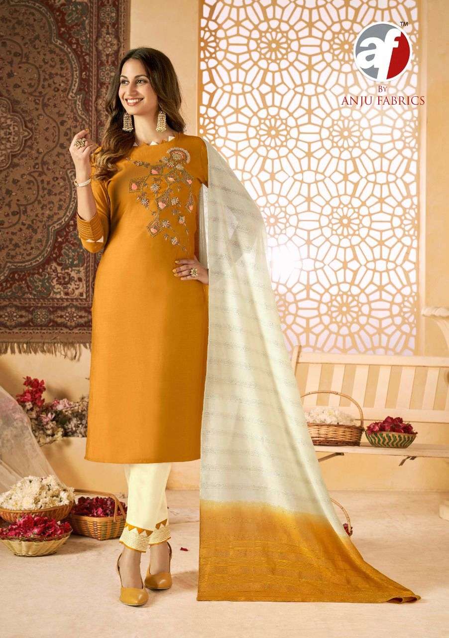 SHARARAT CATALOG BY ANJU FAB KURTI WITH PANT DUPATTA  CATALOG WHOLESALER LUCACCI DESIGNER TEXOFAB SURAT