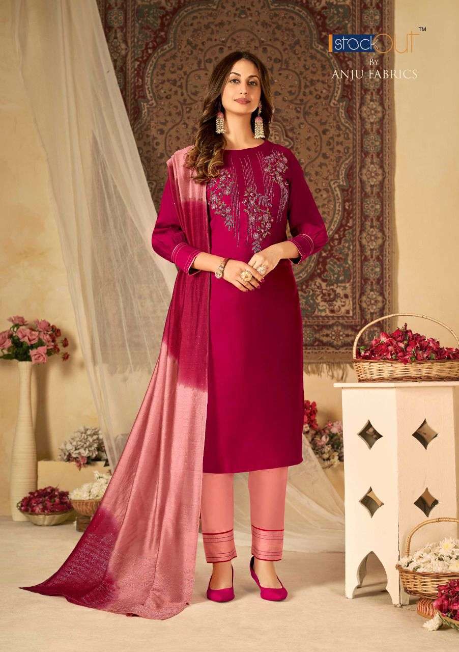 SHARARAT CATALOG BY ANJU FAB KURTI WITH PANT DUPATTA  CATALOG WHOLESALER LUCACCI DESIGNER TEXOFAB SURAT