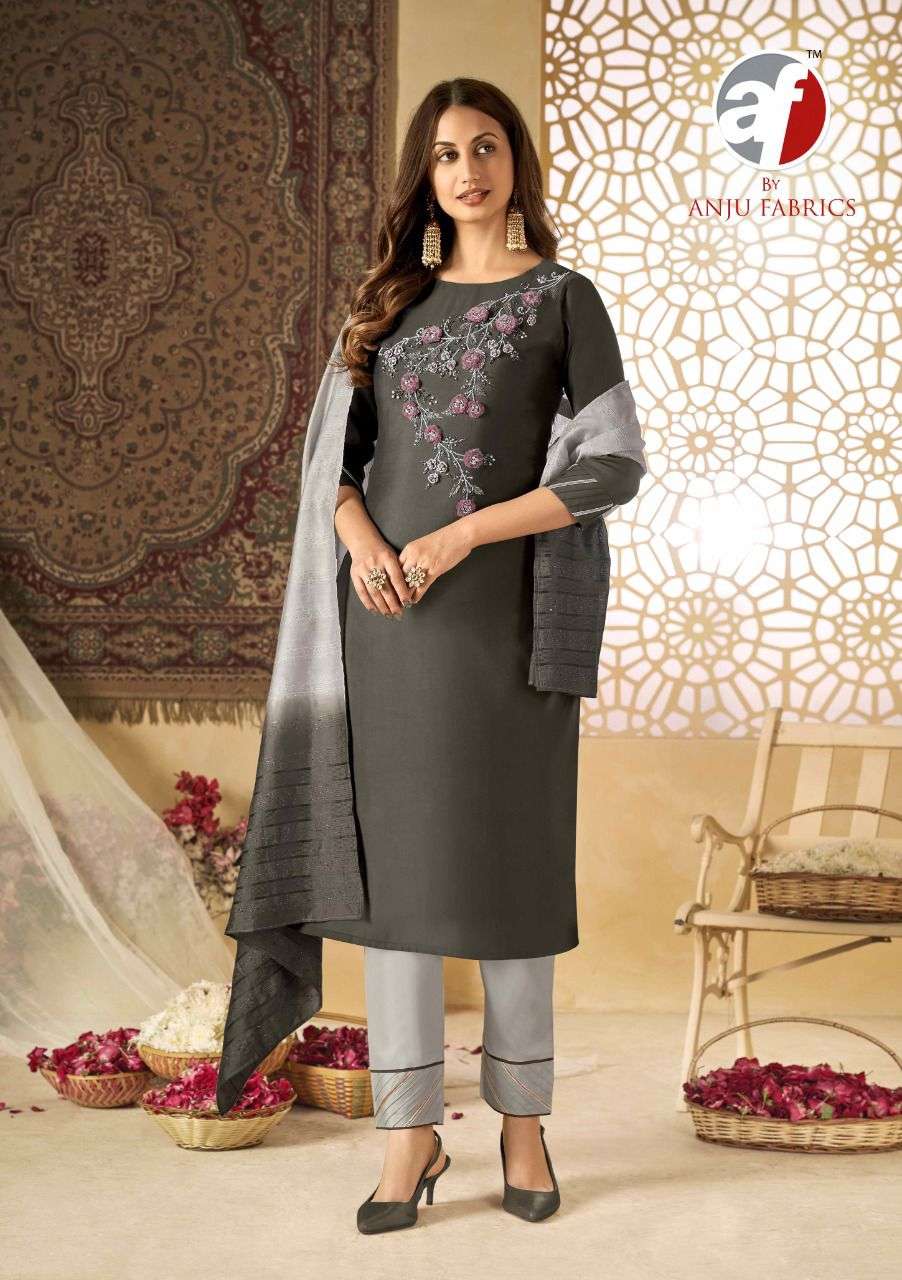SHARARAT CATALOG BY ANJU FAB KURTI WITH PANT DUPATTA  CATALOG WHOLESALER LUCACCI DESIGNER TEXOFAB SURAT