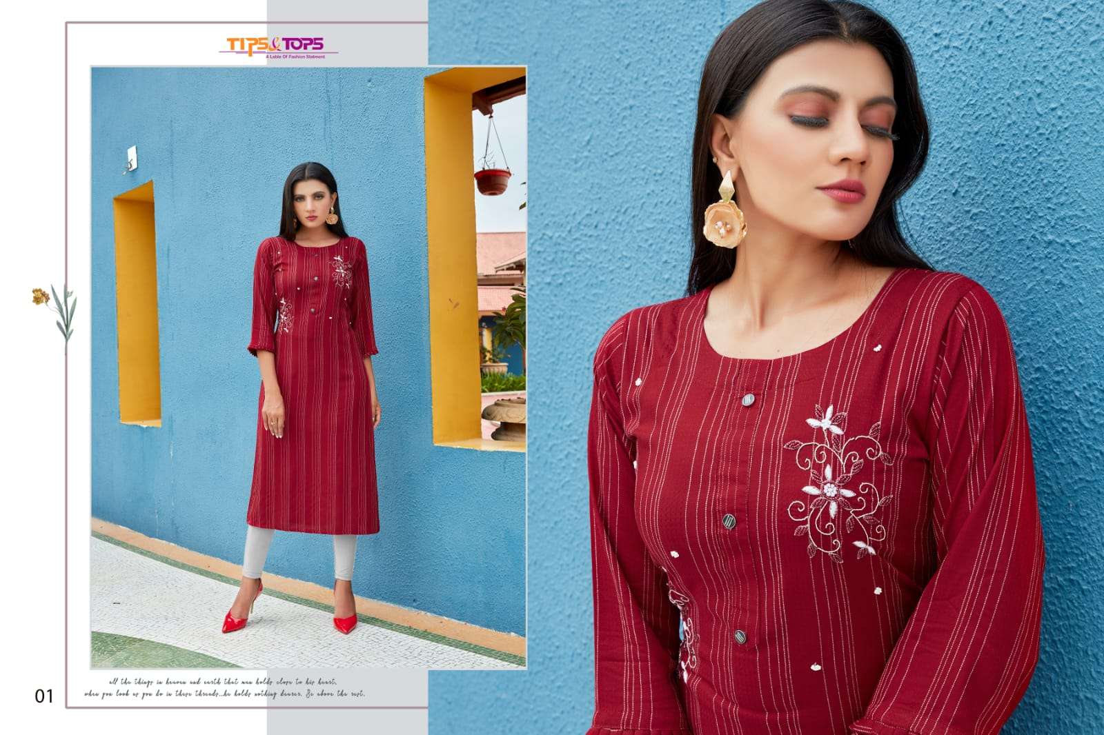 TIPS TOPS CASTRA HANDWORK KURTI WHOLESALE SUPPLIER SURAT LUCACCI DESIGNER