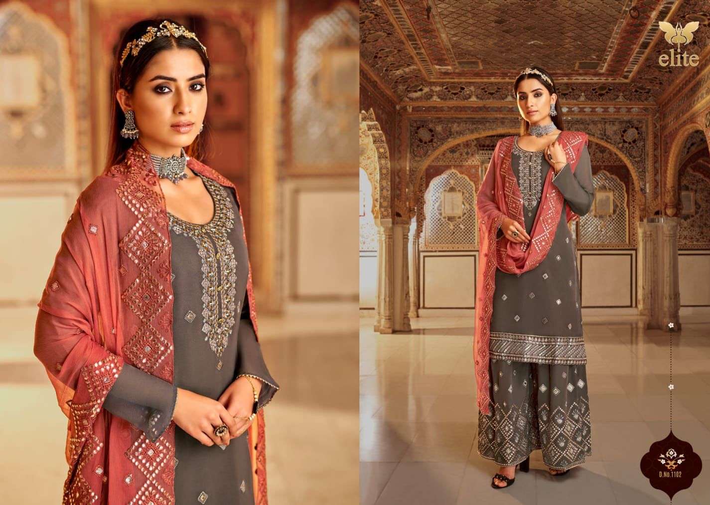 MOHINI FASHION ELITE ETHNIC READYMADE OUTFIT WITH GOTA PATTI WORK DRESS MATERIAL WHOLESALER