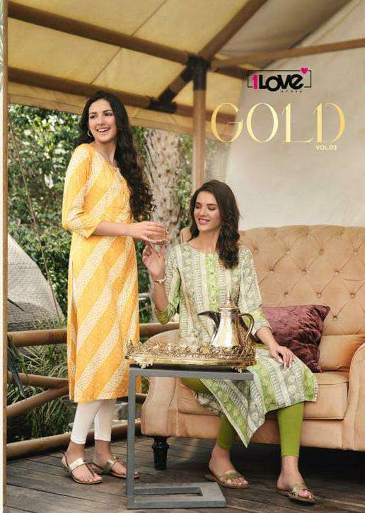 1 LOVE  GOLD VOL-3 RAYON KURTI  CATALOG