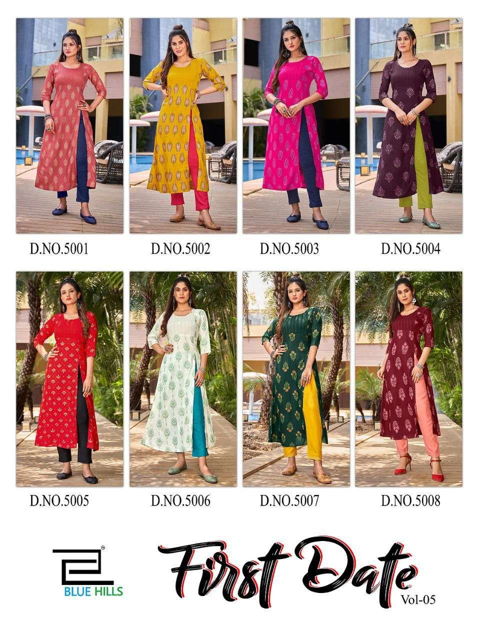 BLUE HILLS FIRST DATE VOL-5 PRINTED KURTI CATALOG