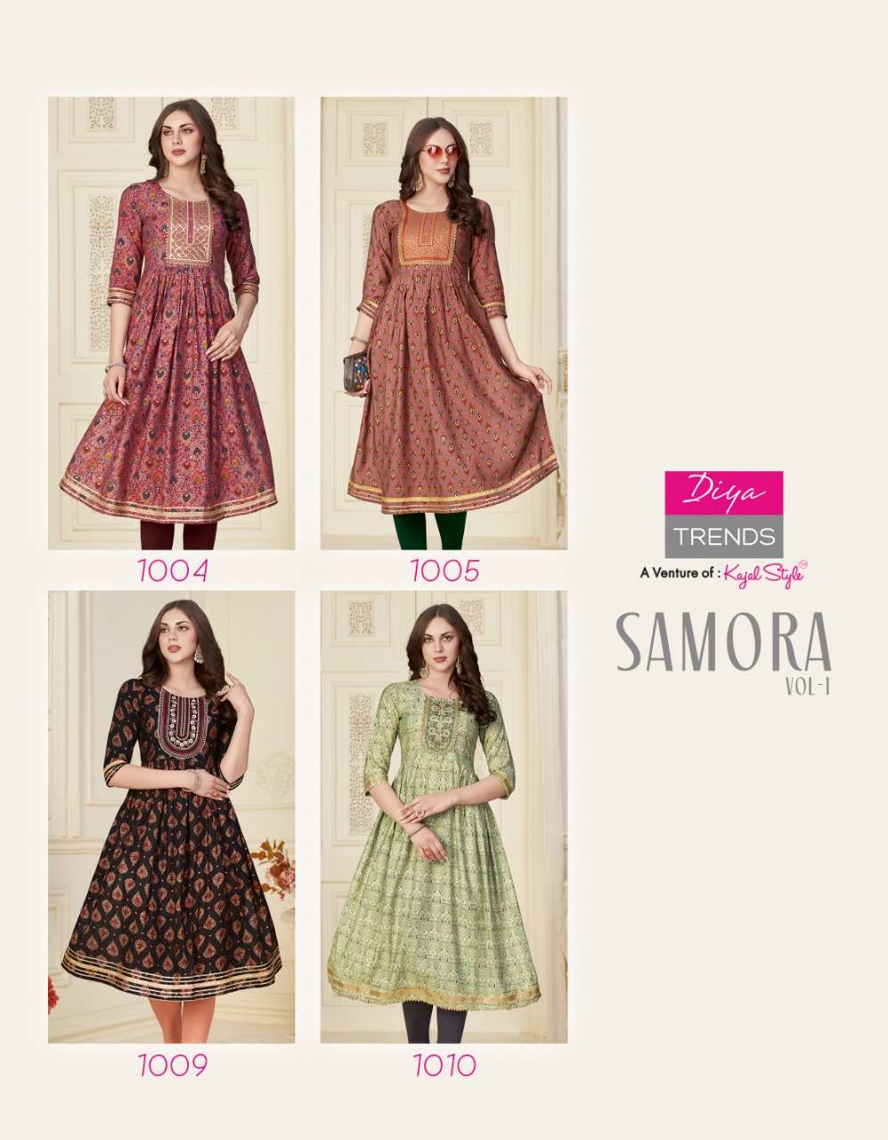 DIYA TRENDS FASHION SAMORA VOL-1 NYRA CUT KURTI CATALOG