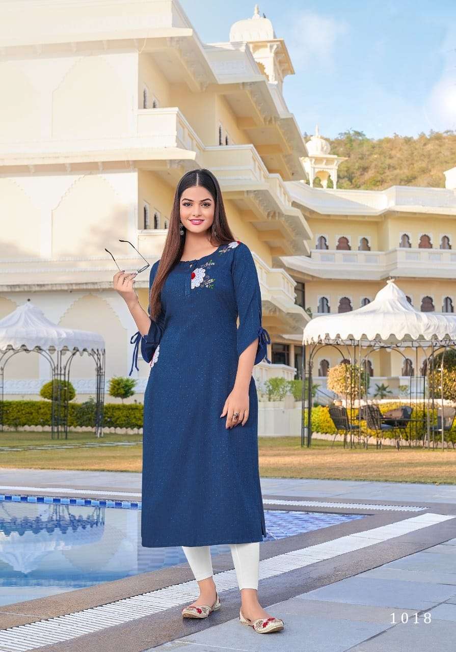 TEXOFAB CITY VOL-6 D.NO-1018 RAYON BUTTI BASED KURTI