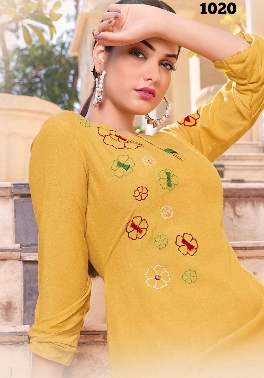 TEXOFAB CITY VOL-6 D.NO-1020 RAYON BUTTI BASED KURTI