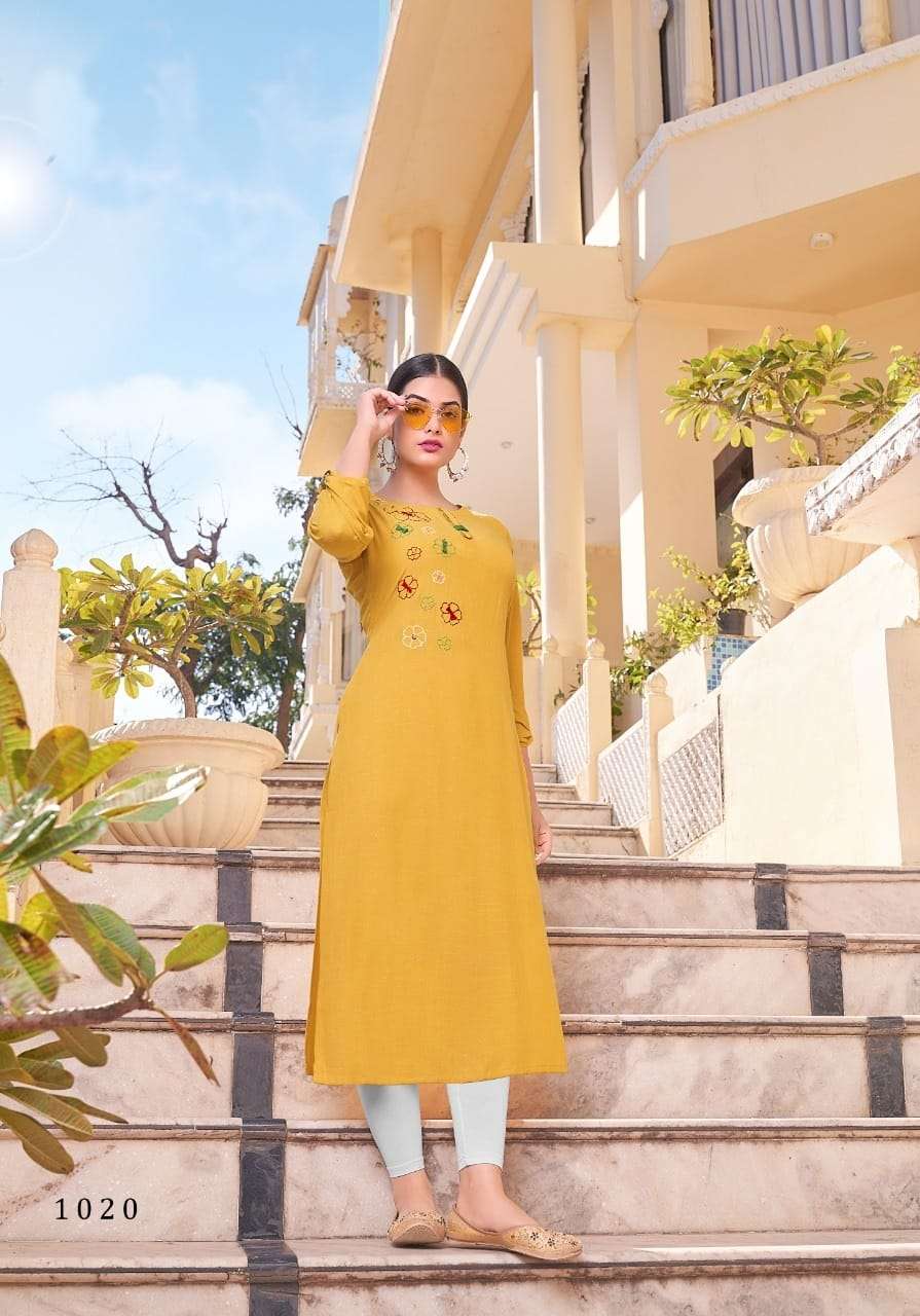 TEXOFAB CITY VOL-6 D.NO-1020 RAYON BUTTI BASED KURTI