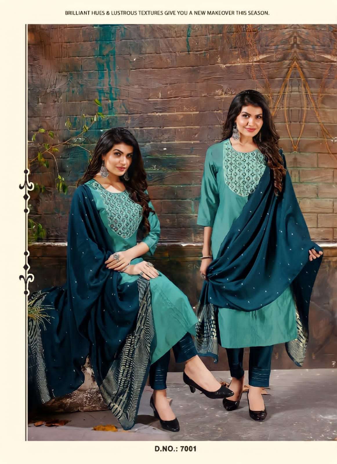 TEXOFAB SHEESHA VOL-3 D.NO-7001 KURTI PANT DUPATTA SET