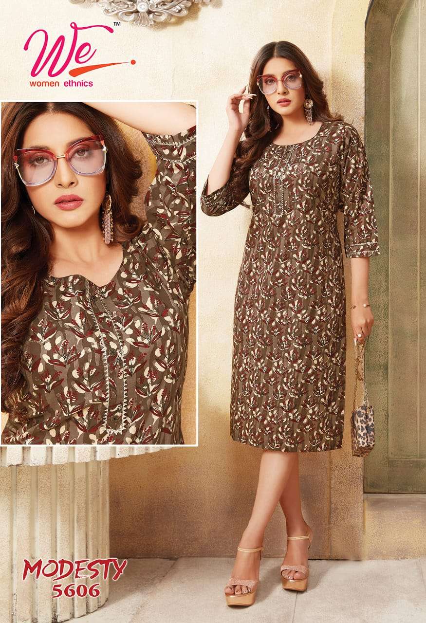 WE WOMAN ETHNICS MODESTY PRINTED KURTI CATALOG