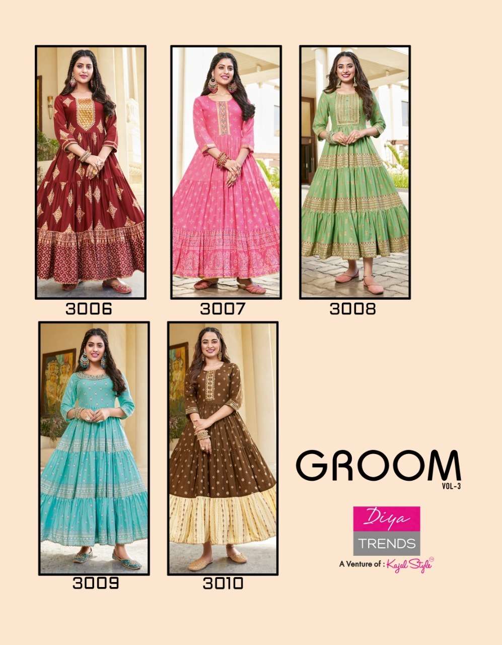 DIYA TRENDS GROOM VOL-3 PRINTED KURTI GOWN CATALOG