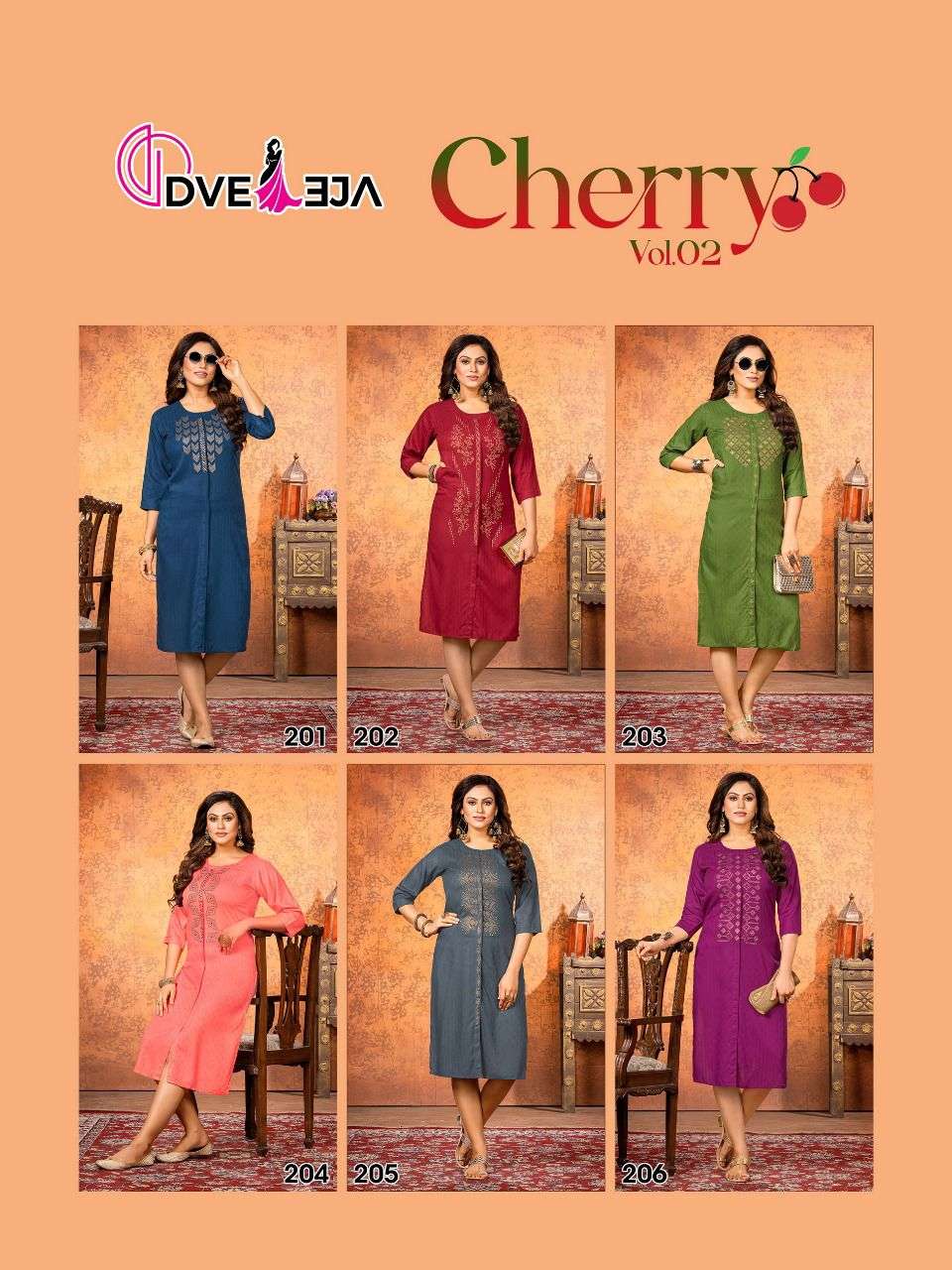 DVEEJA CHERRY VOL-2 STRAGHT KURTI CATALOG