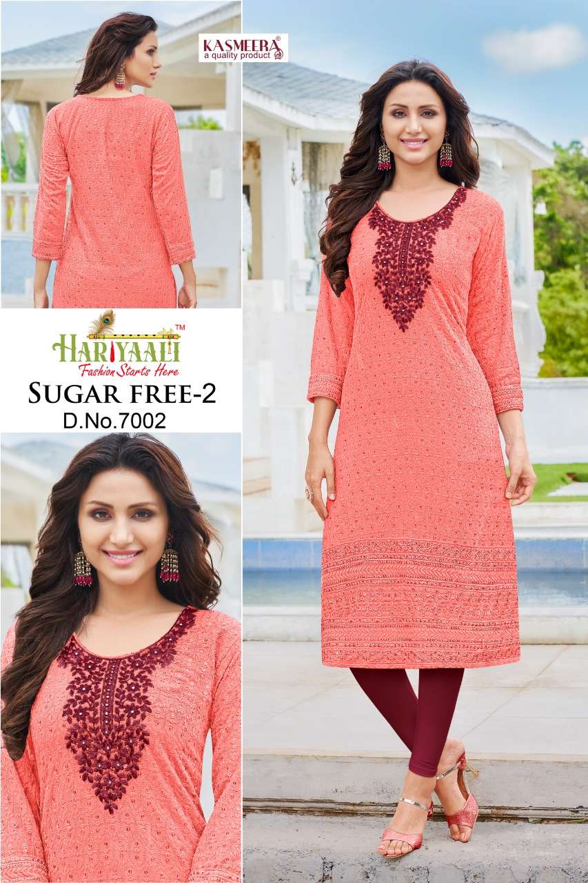 HARIYAALI SUGAR FREE-2 SHIFFLI WORK KURTI CATALOG