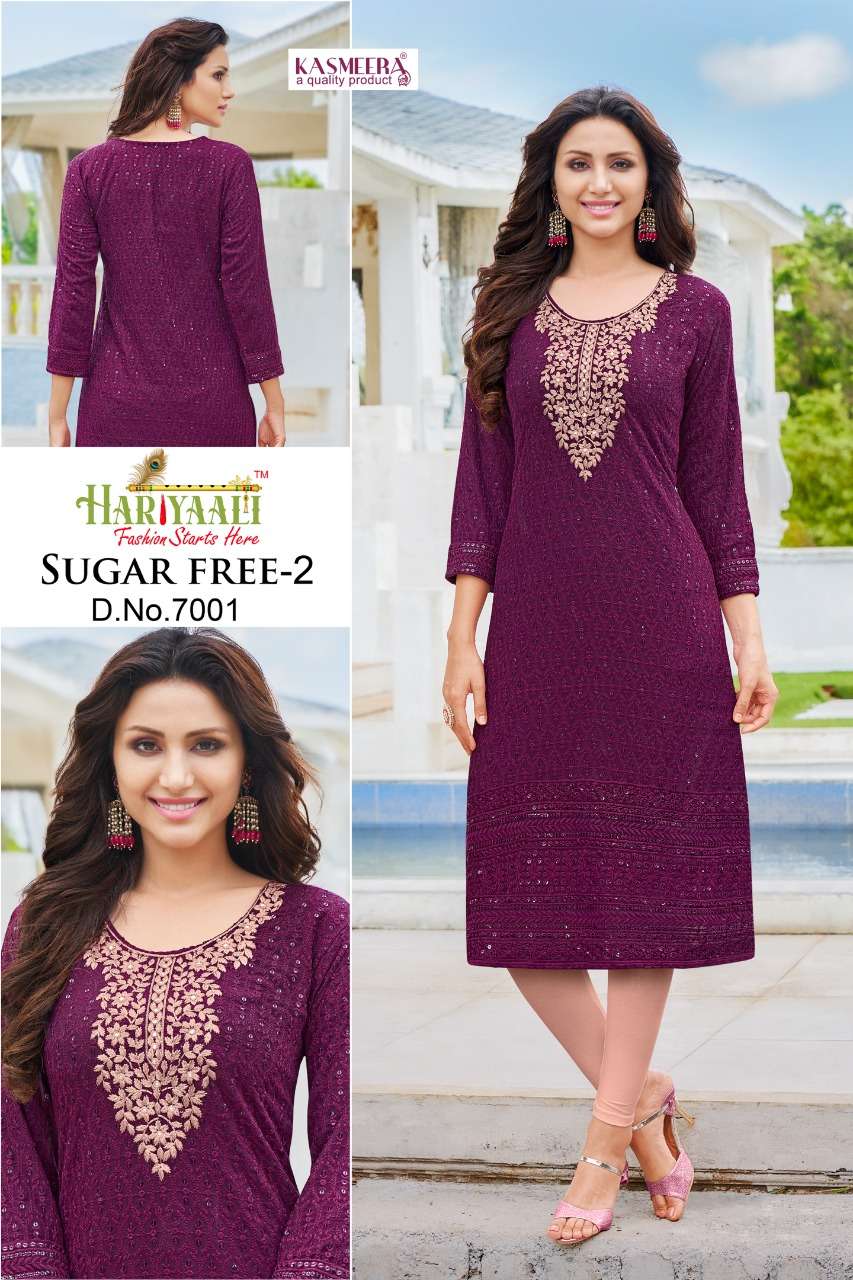 HARIYAALI SUGAR FREE-2 SHIFFLI WORK KURTI CATALOG