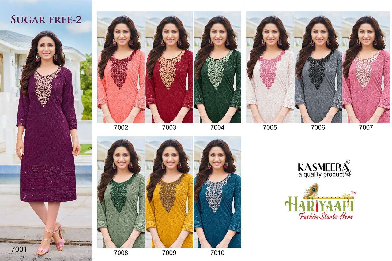 HARIYAALI SUGAR FREE-2 SHIFFLI WORK KURTI CATALOG