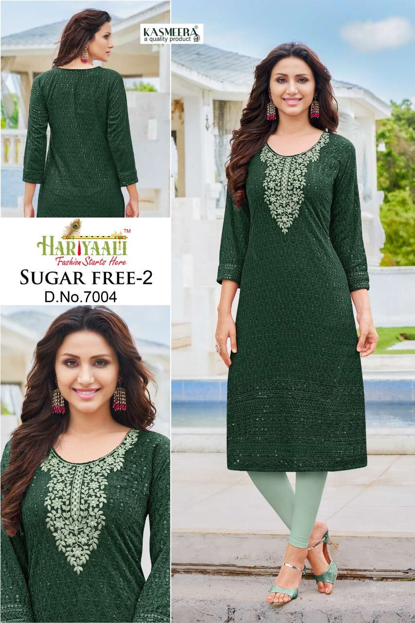 HARIYAALI SUGAR FREE-2 SHIFFLI WORK KURTI CATALOG