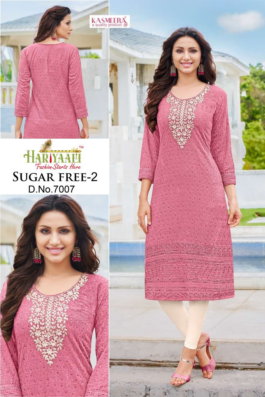 HARIYAALI SUGAR FREE-2 SHIFFLI WORK KURTI CATALOG