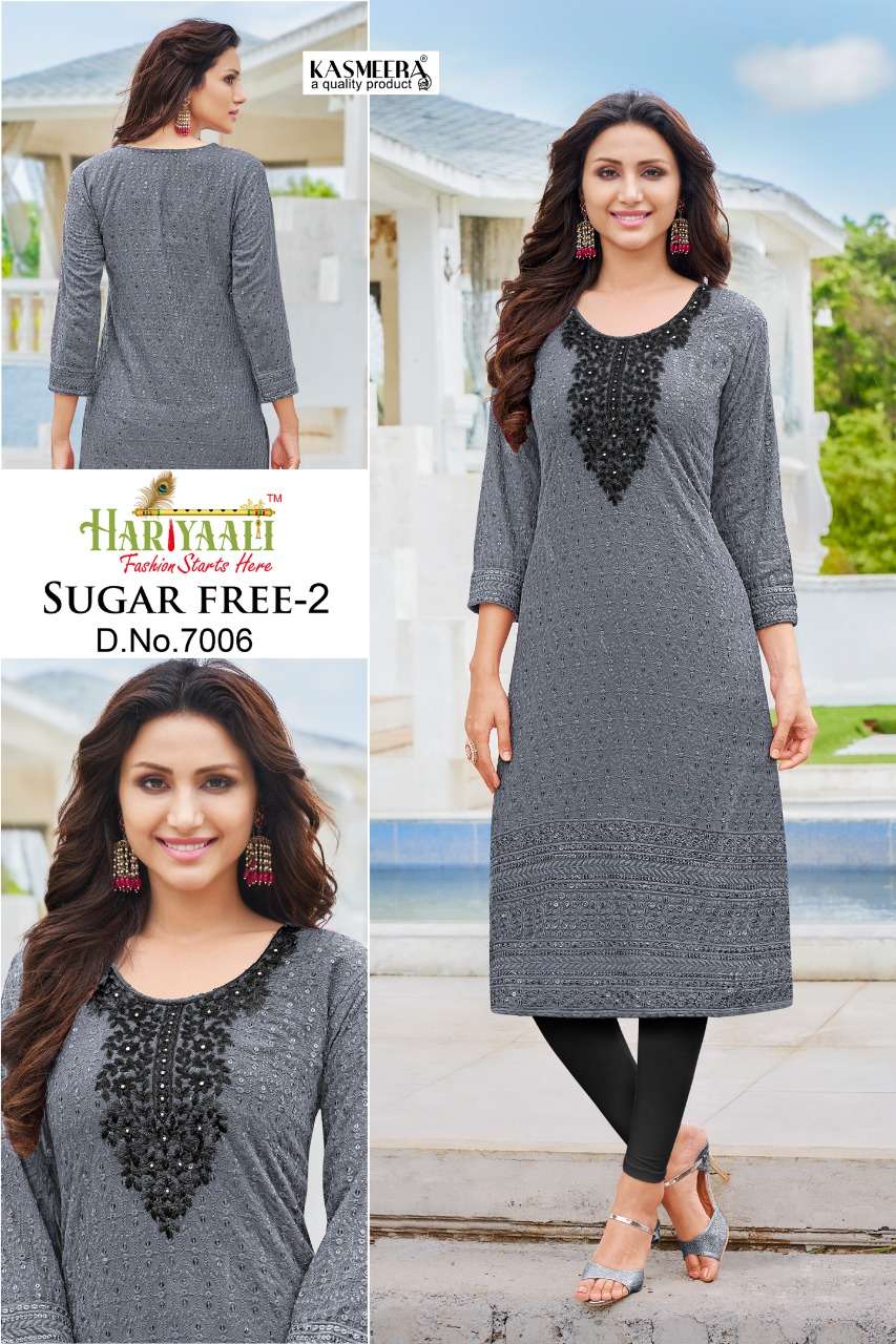 HARIYAALI SUGAR FREE-2 SHIFFLI WORK KURTI CATALOG