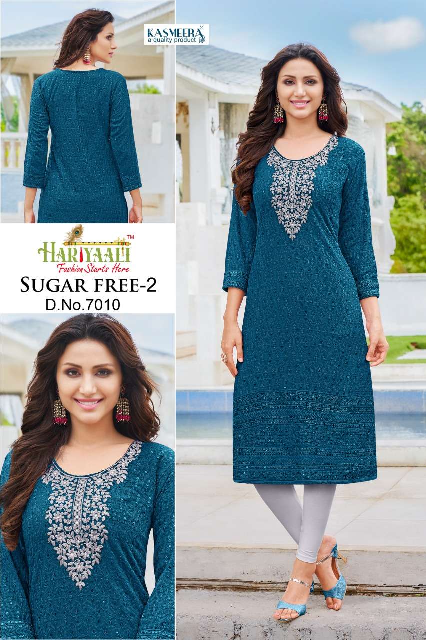 HARIYAALI SUGAR FREE-2 SHIFFLI WORK KURTI CATALOG