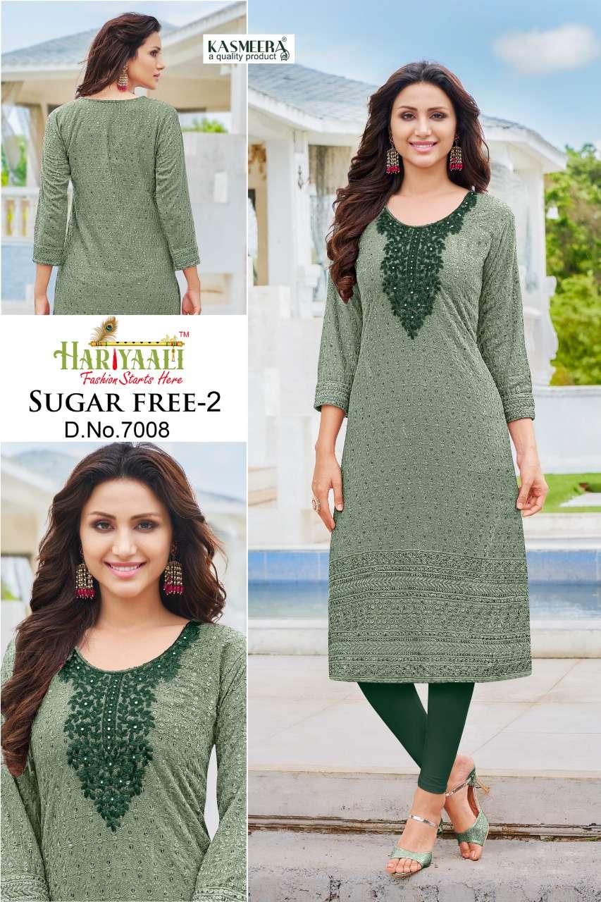 HARIYAALI SUGAR FREE-2 SHIFFLI WORK KURTI CATALOG