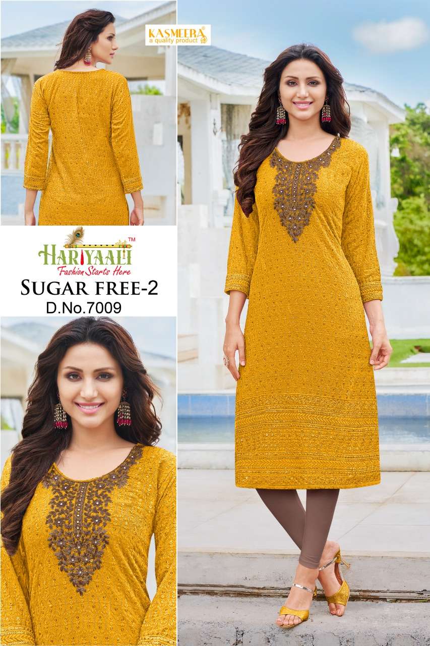 HARIYAALI SUGAR FREE-2 SHIFFLI WORK KURTI CATALOG