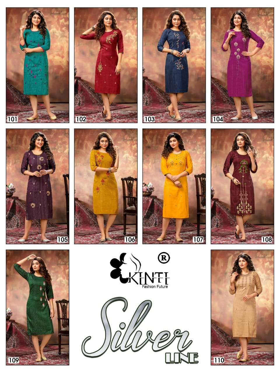 KINTI SILVER LINE STRAIGHT KURTI CATALOG