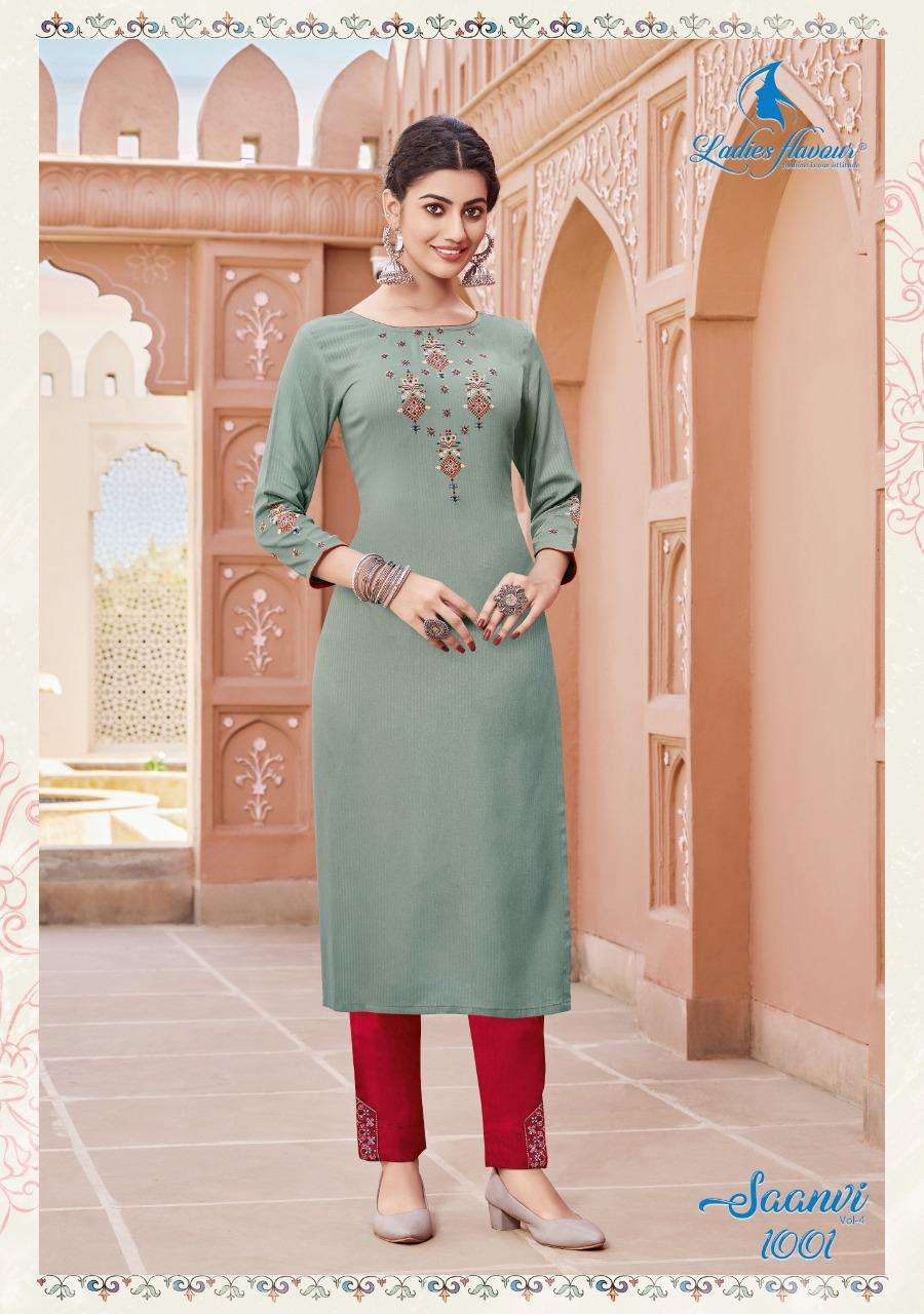 LADIES FLAVOURS SAANVI VOL -4 SEQUENCE WORK KURTI CATALOG