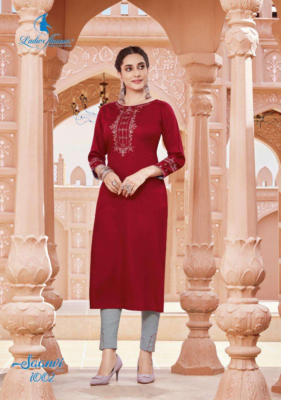 LADIES FLAVOURS SAANVI VOL -4 SEQUENCE WORK KURTI CATALOG