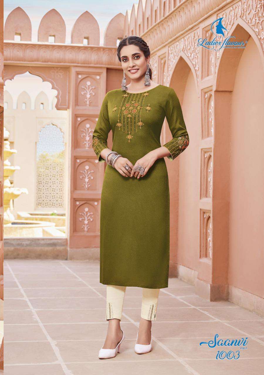 LADIES FLAVOURS SAANVI VOL -4 SEQUENCE WORK KURTI CATALOG