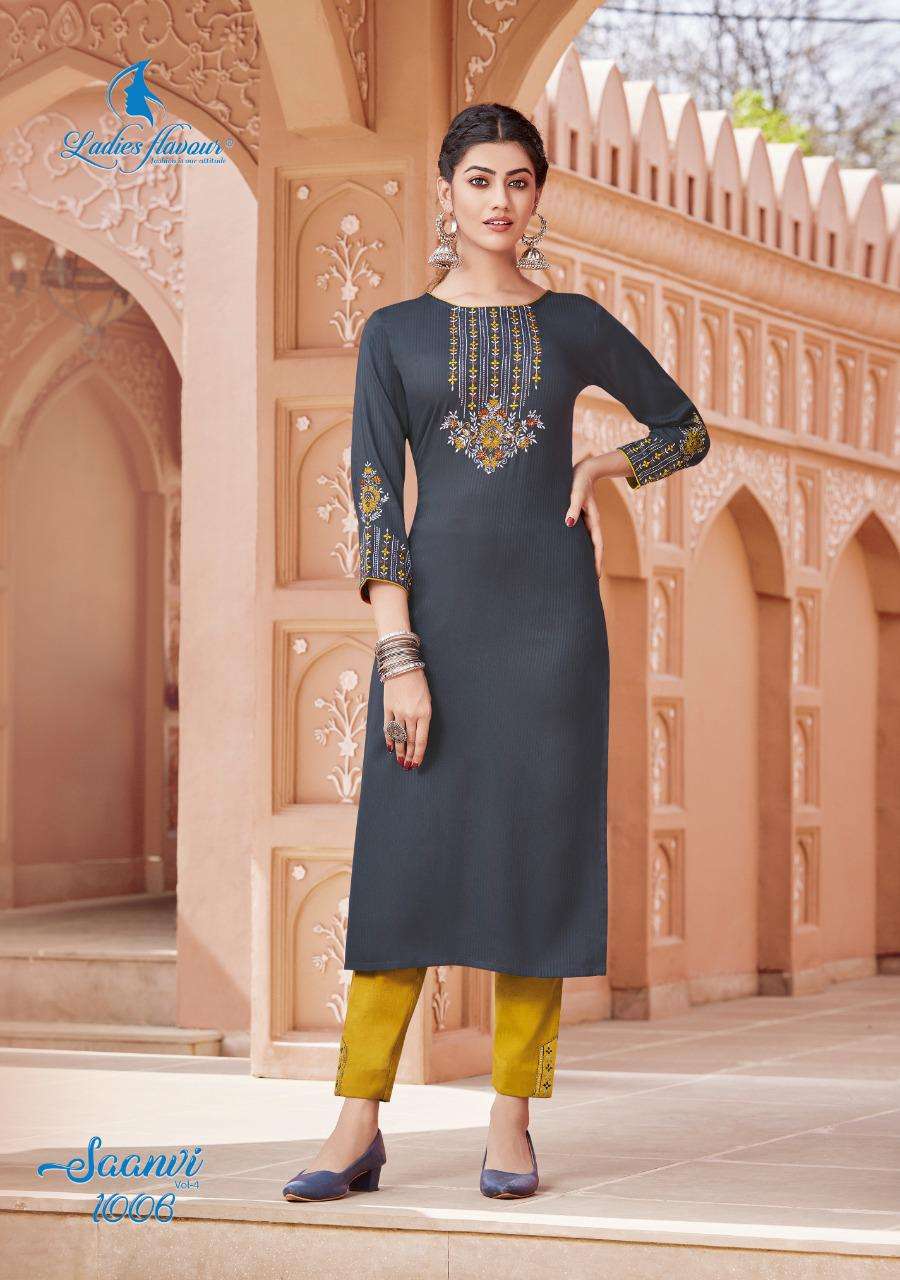 LADIES FLAVOURS SAANVI VOL -4 SEQUENCE WORK KURTI CATALOG