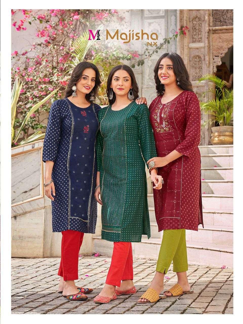 MAJISHA NX DESTINY VOL-1 FOIL PRINT KURTI CATALOG