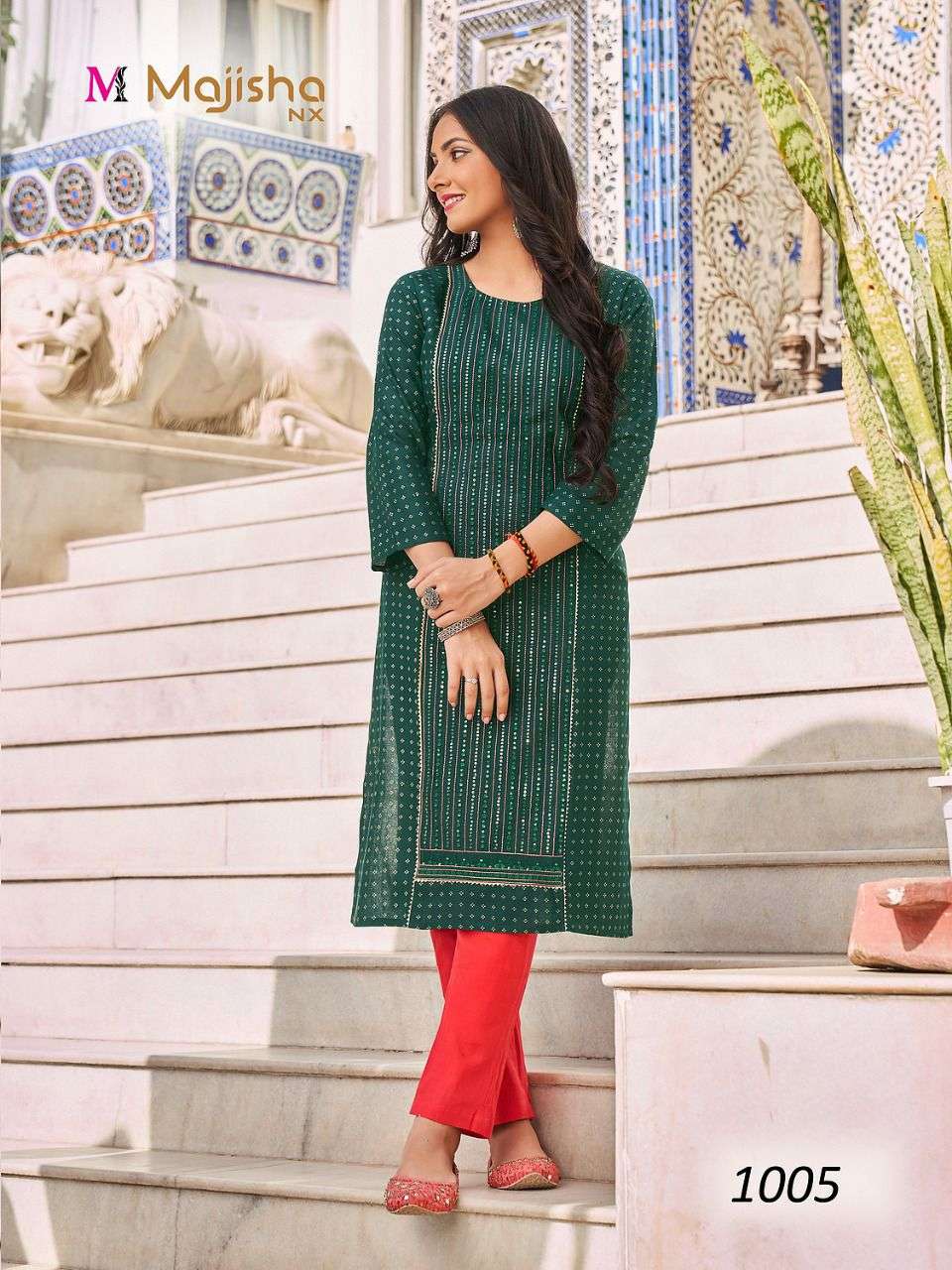 MAJISHA NX DESTINY VOL-1 FOIL PRINT KURTI CATALOG