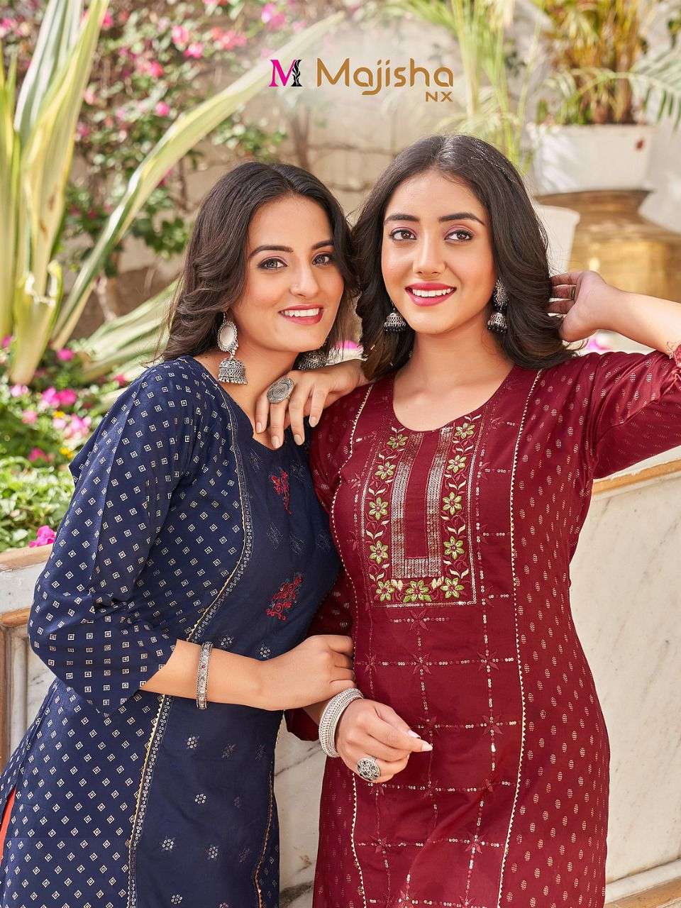 MAJISHA NX DESTINY VOL-1 FOIL PRINT KURTI CATALOG