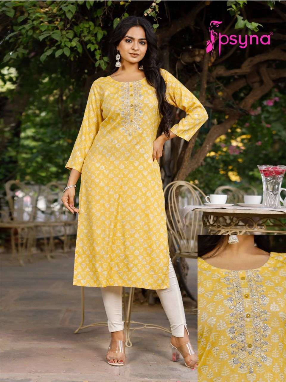 PSYNA CRAYON PRINTS-1 GOLD PRINT KURTI CATALOG