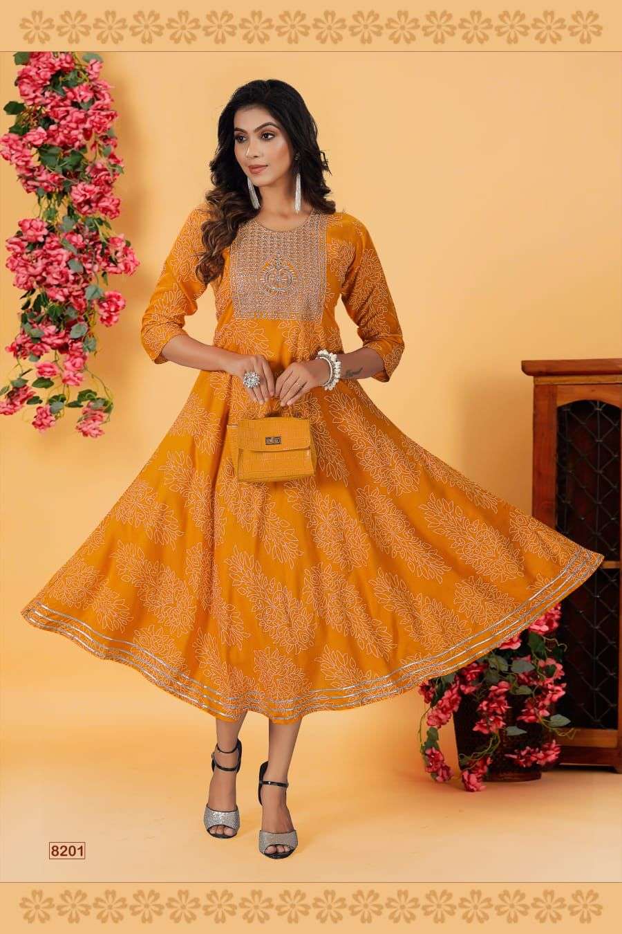 Georgette Full Length Frock style Kurti at Rs 1500/piece in Lucknow | ID:  19950090630