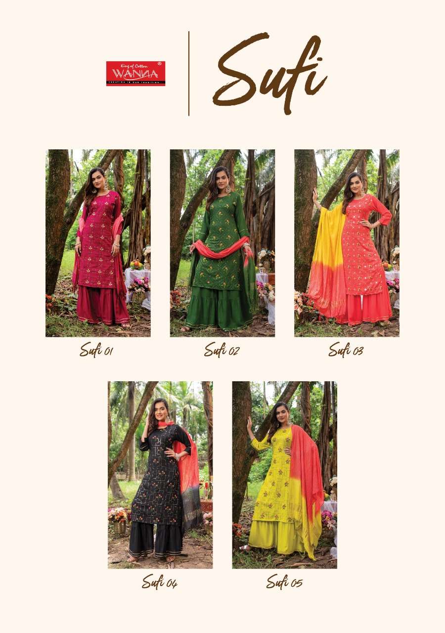 RAYON FANCY KURTI WITH SHARAR & DUPATTA