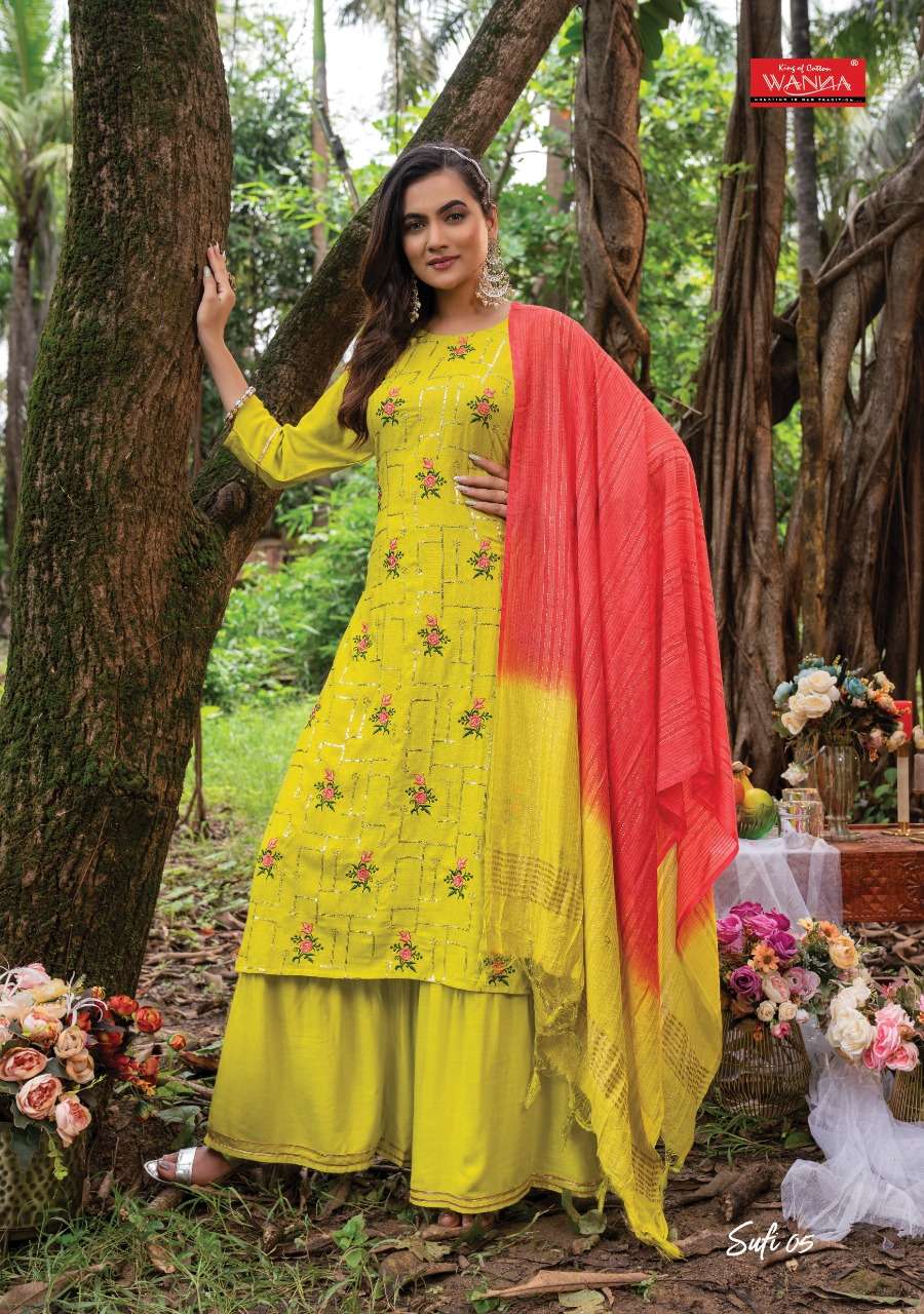 RAYON FANCY KURTI WITH SHARAR & DUPATTA