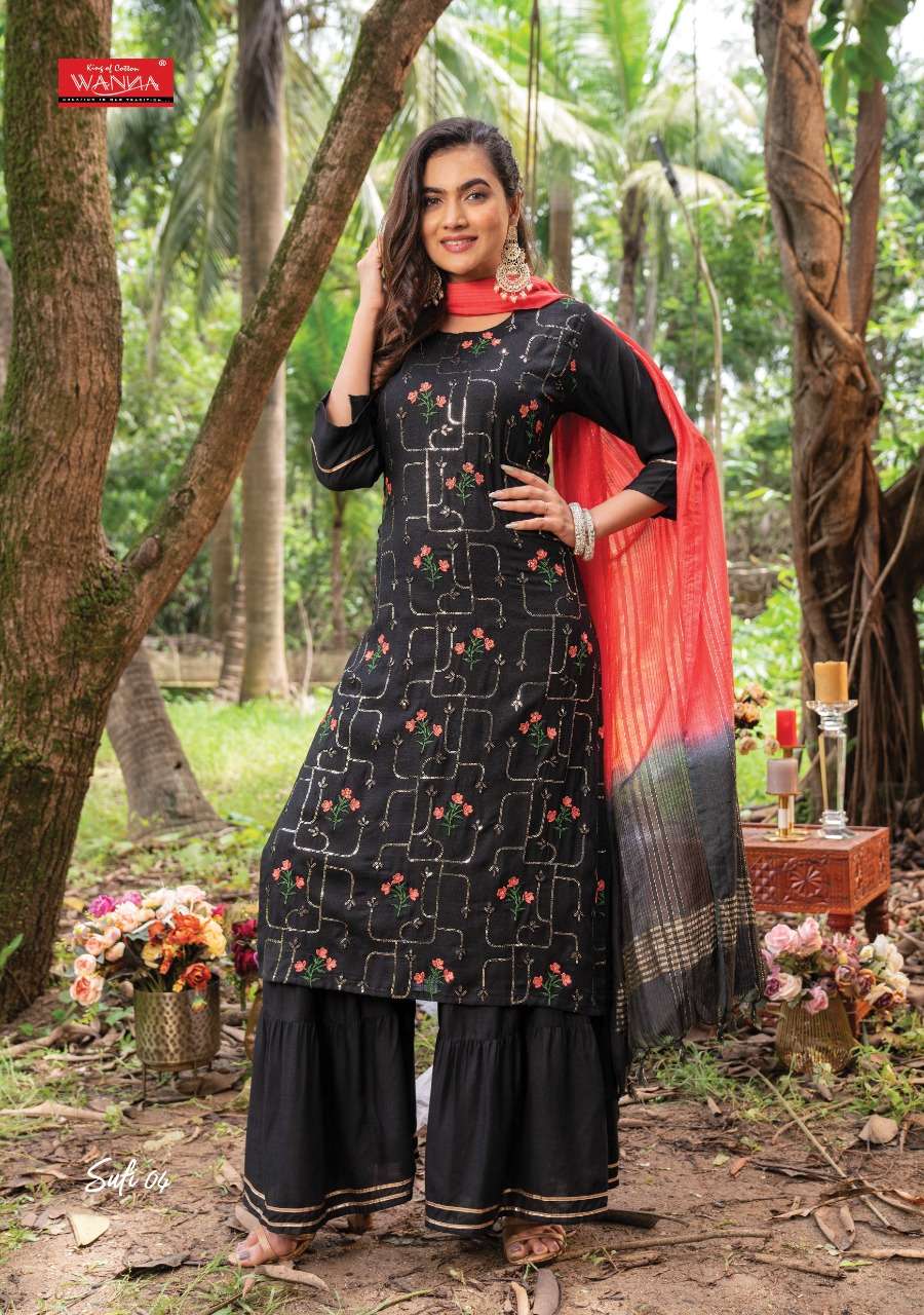 RAYON FANCY KURTI WITH SHARAR & DUPATTA