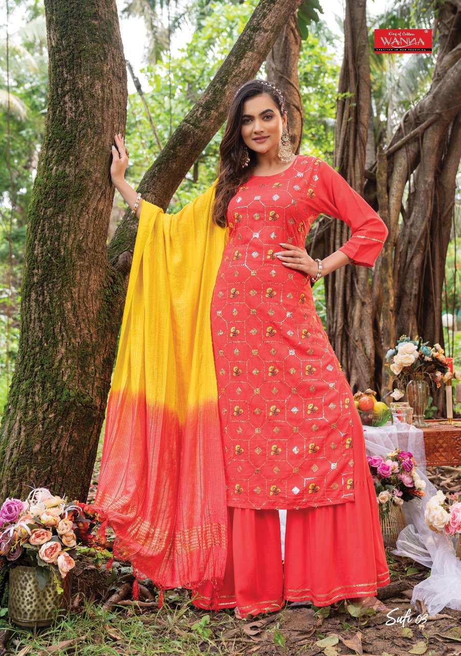 RAYON FANCY KURTI WITH SHARAR & DUPATTA