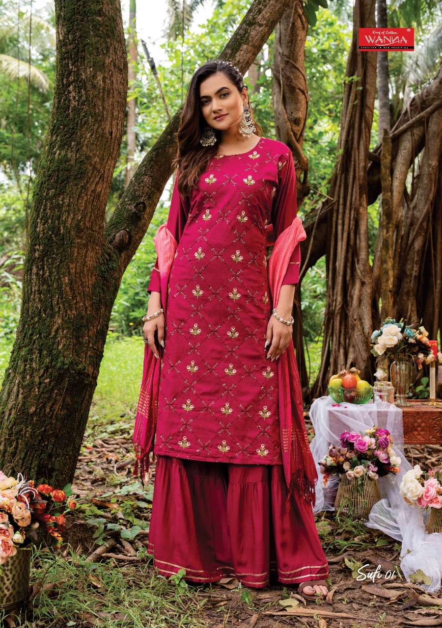 RAYON FANCY KURTI WITH SHARAR & DUPATTA