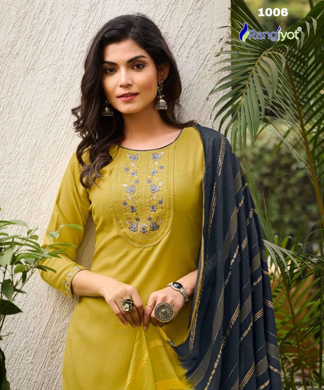 RAYON WITH STYLIST NECK EMBROIDERY WORK KURTI PENT WITH DUPATTA