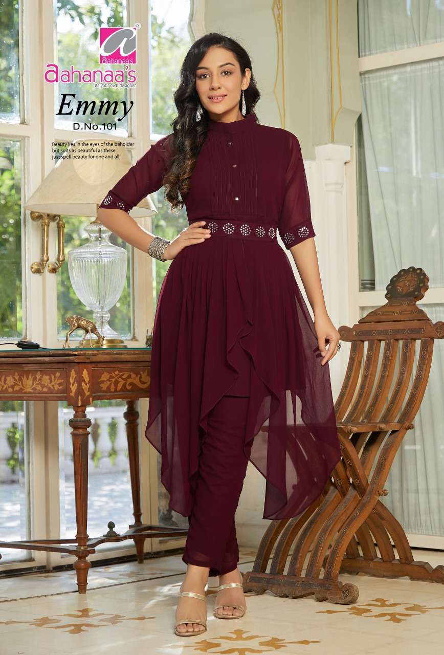 AAHANAA PRESENT EMMY GEORGETTE TOP BOTTOM SET