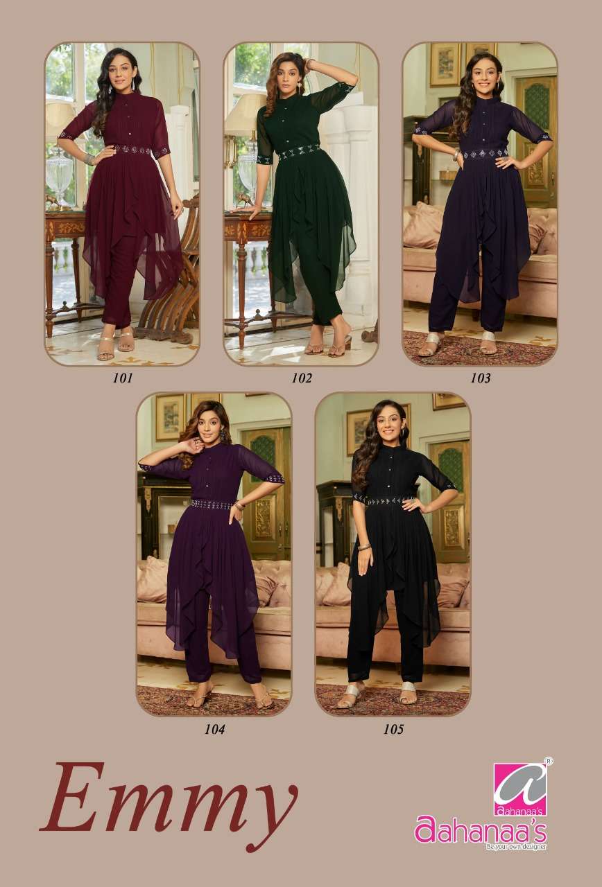 AAHANAA PRESENT EMMY GEORGETTE TOP BOTTOM SET