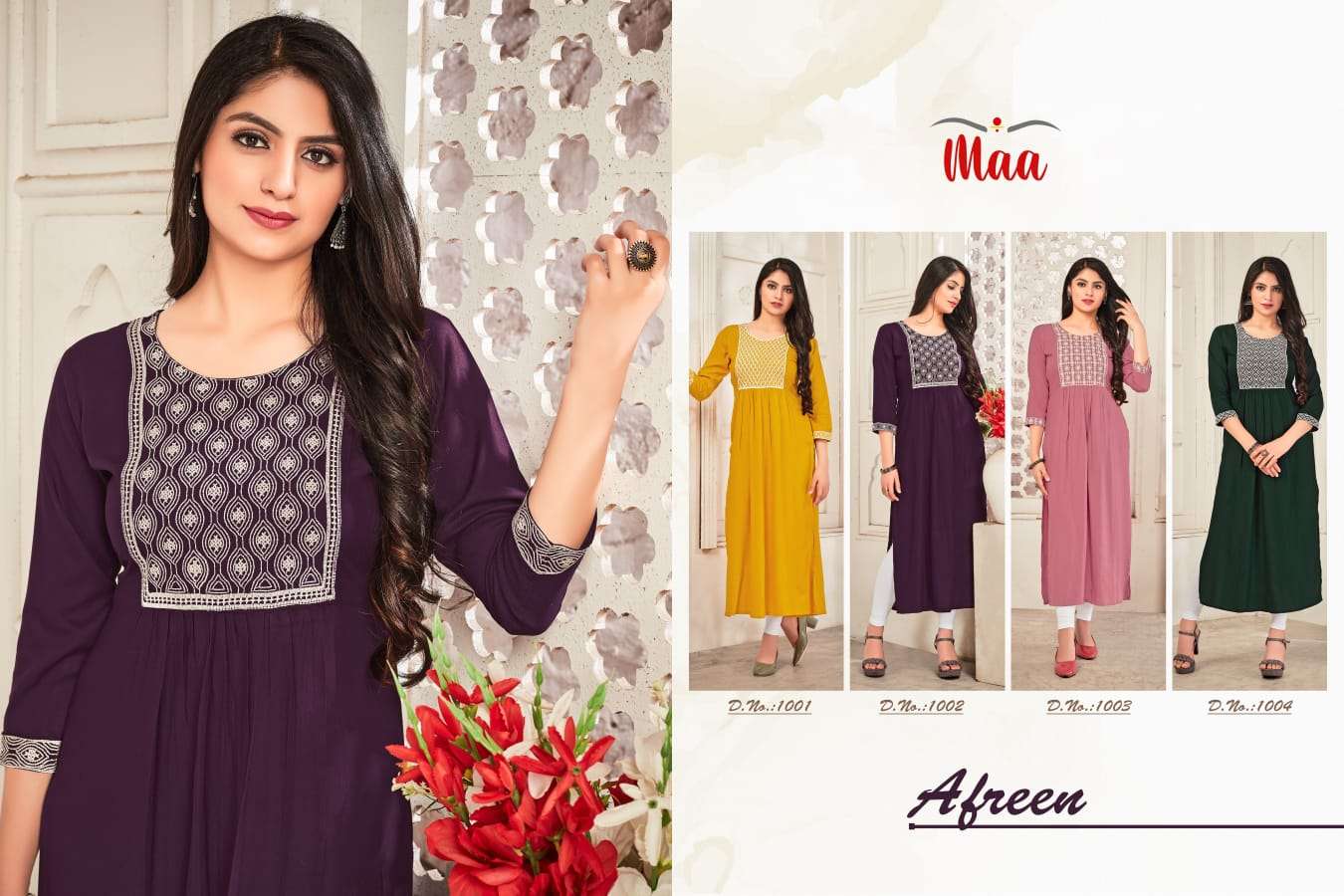 AFREEN BY MAA CREATION PRESENTING NEW HEAVY FANCY RAYON KURTI COLLECTION