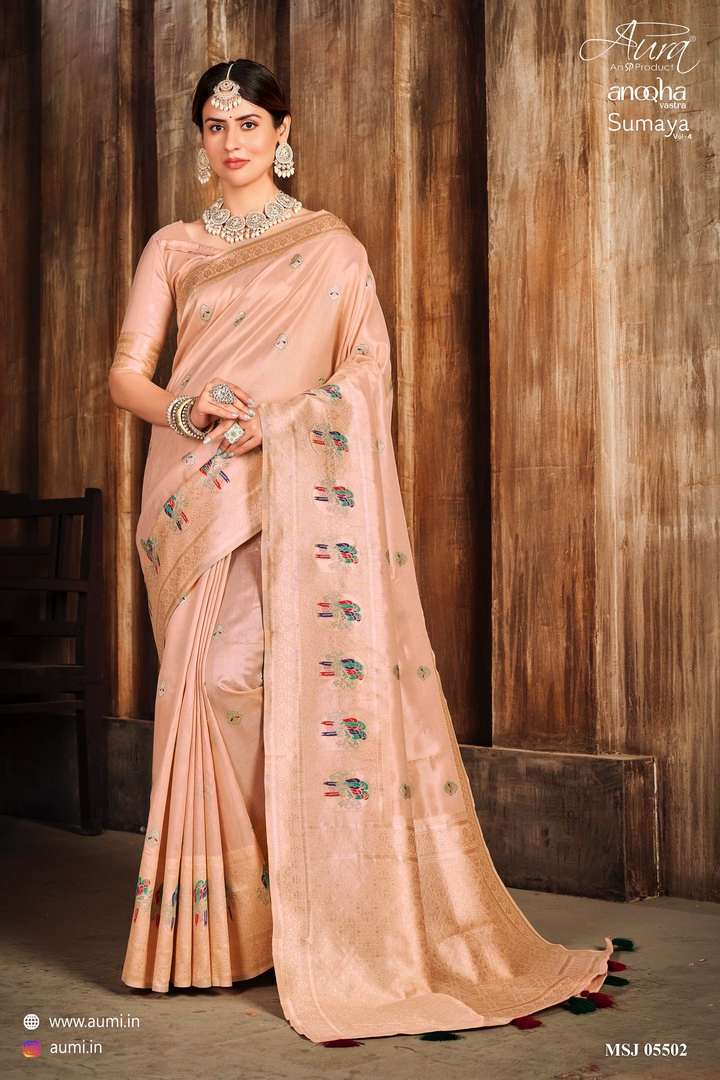 AURA PRESENT SUMAYA VOL 4 ANOQHA VASTRA FANCY 6.20 MTR SAREE WITH INCLUDING BLOUSE SET